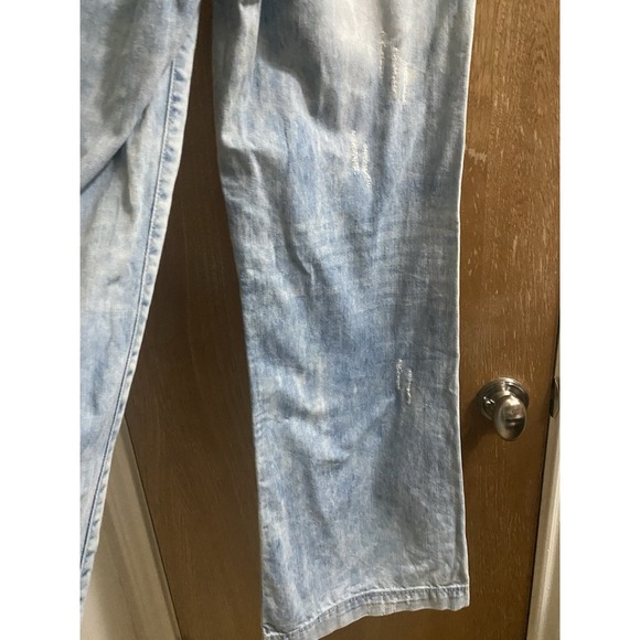 Uniq By Litz Distressed 90s Wide Leg jeans Mid-Rise Light Acid-Wash Blue Sz 28/7 - Picture 11 of 14